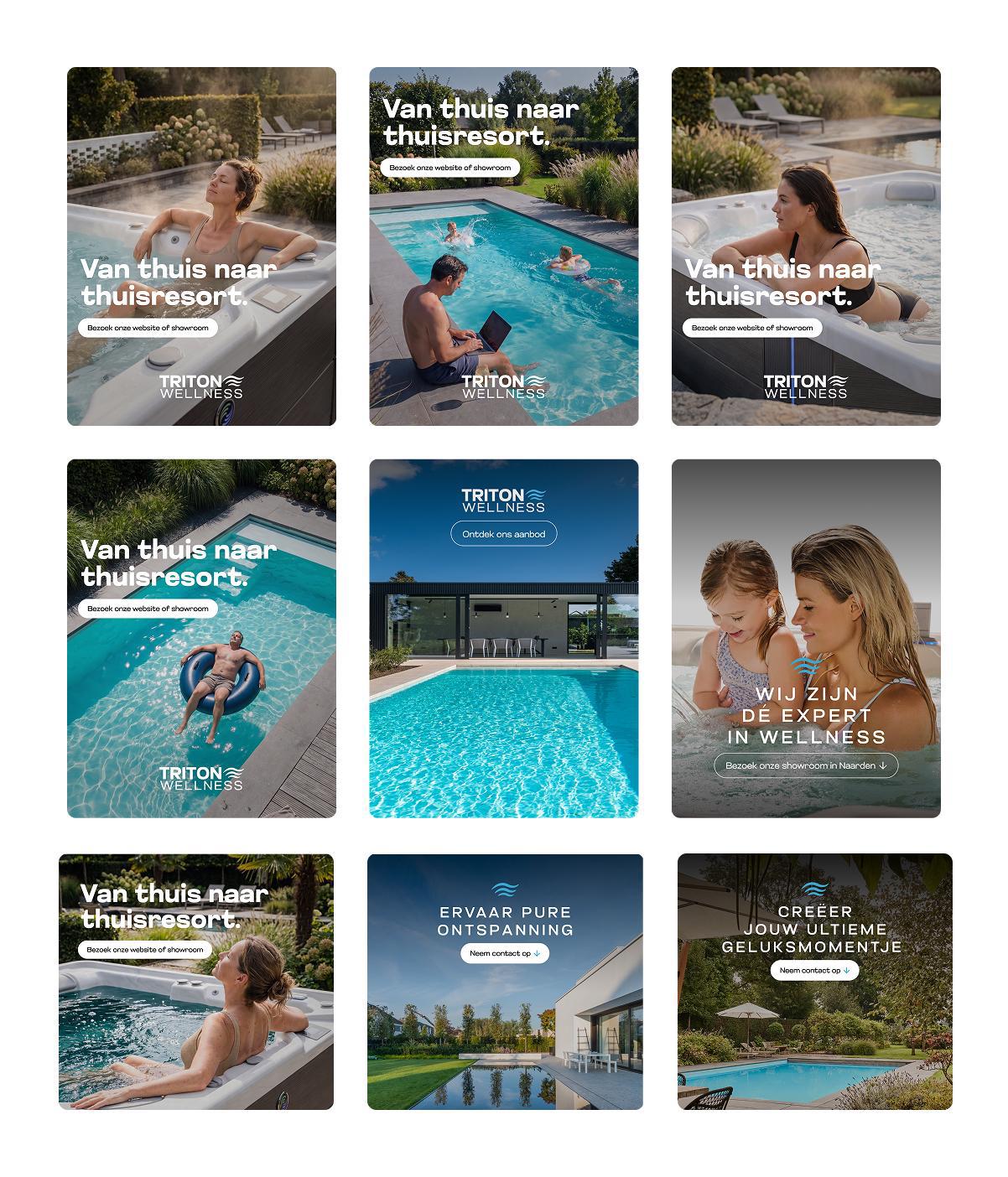 Negen advertentievarianten voor Triton Wellness