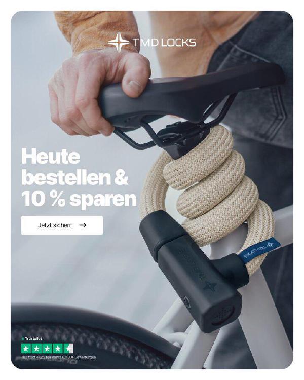 Advertentie voor een fietsslot met tien procent korting
