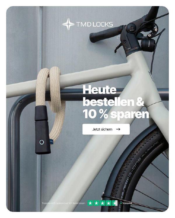 Advertentie voor een fietsslot van de zijkant gezien