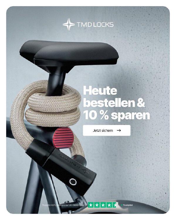 Advertentie voor een fietsslot op een wit frame