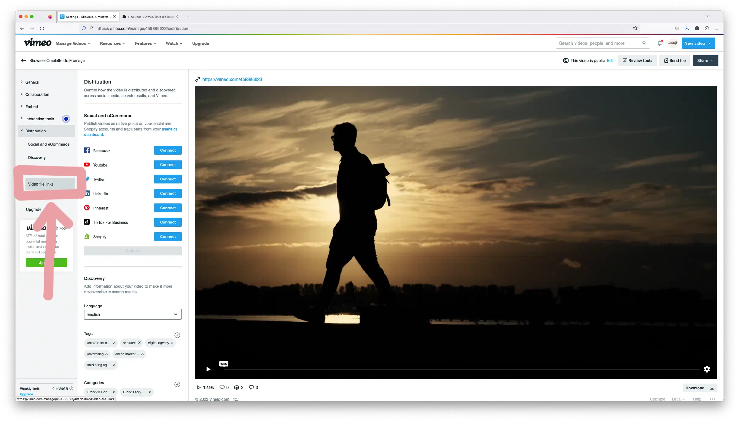 Vimeo distrubution link finder step 5