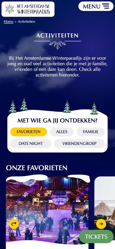 Activities page of Het Amsterdamse Winterparadijs on a phone