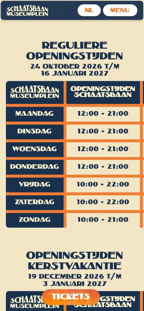 Openingstijden van Schaatsbaan Museumplein op een telefoon