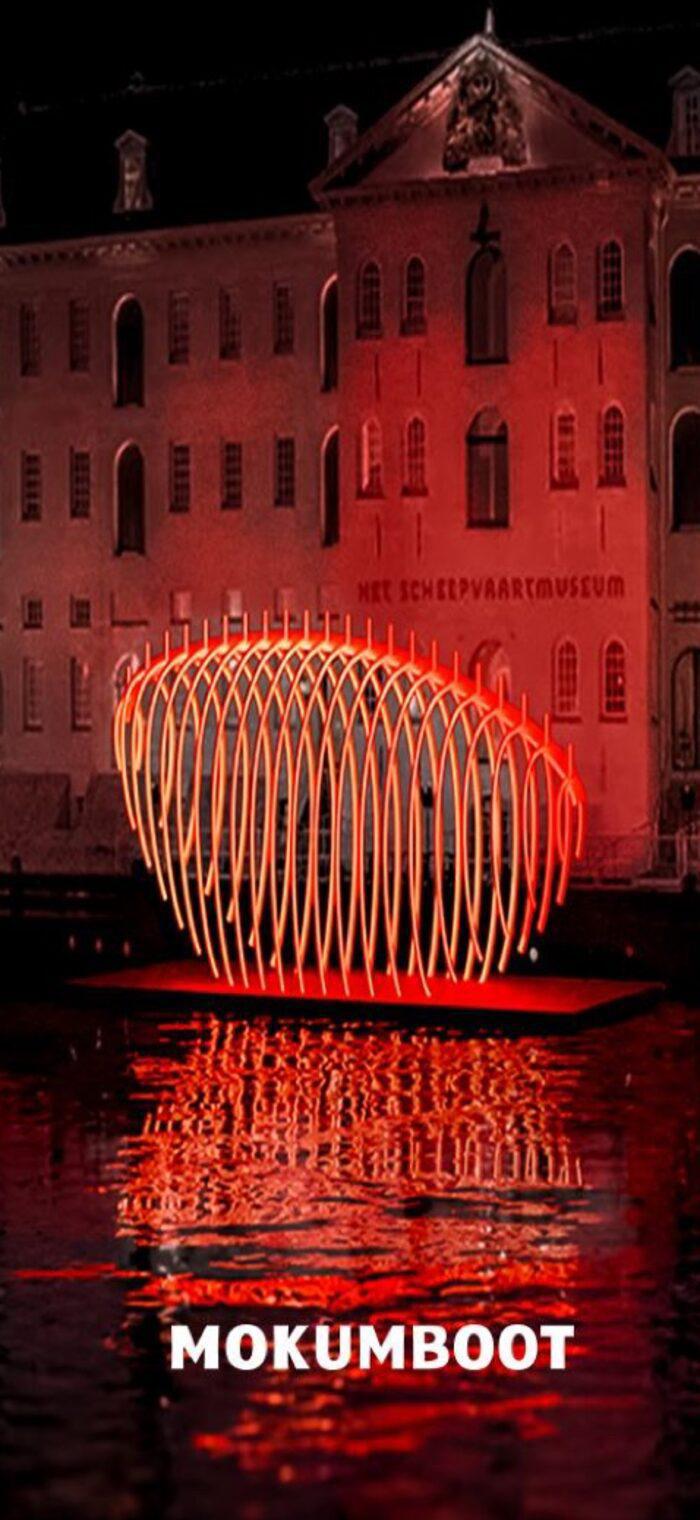Mokumboot campaign visual for the Amsterdam Light Festival